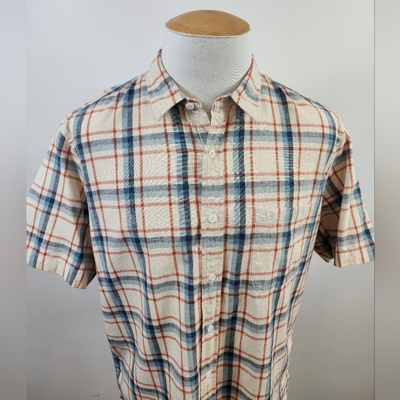 J. Crew Men's Blue Red Plaid Short Sleeve Shirt Button Front, sz LG - Picture 5 of 16